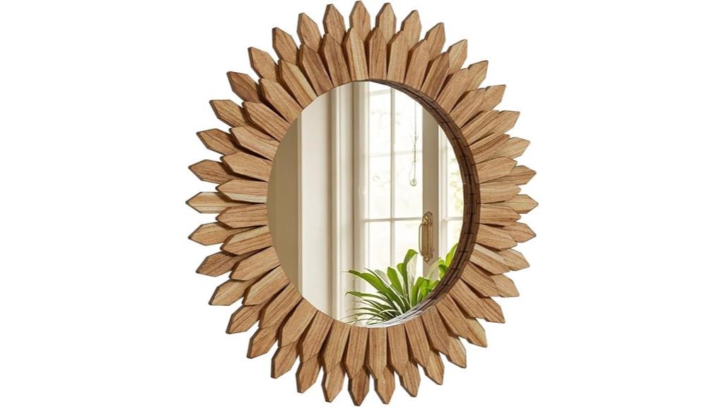 brown sunburst wall mirror