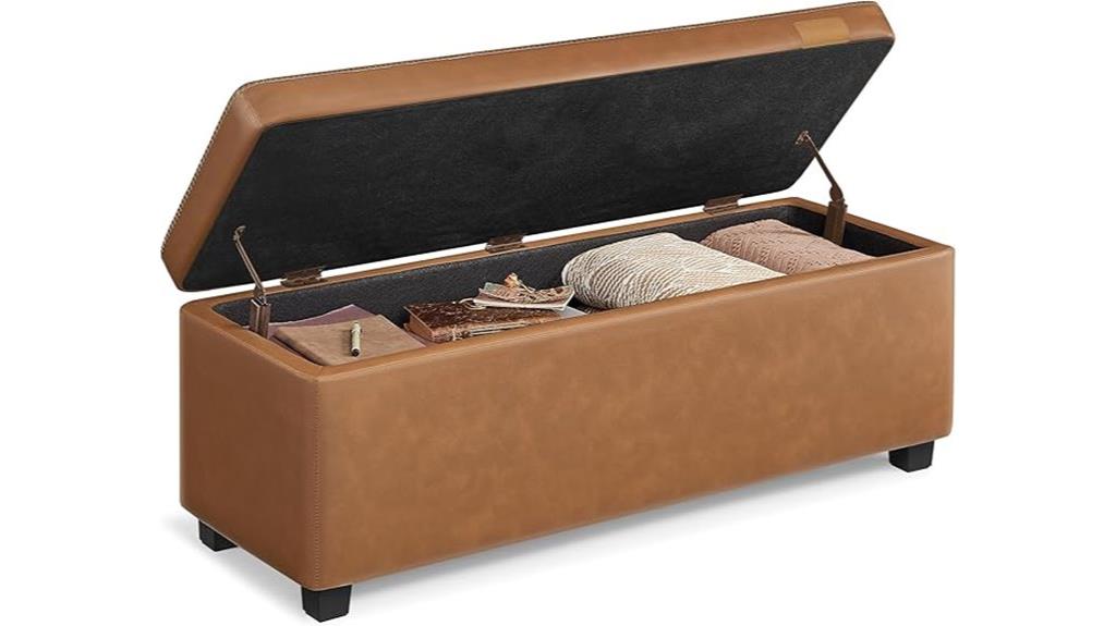 caramel brown storage bench