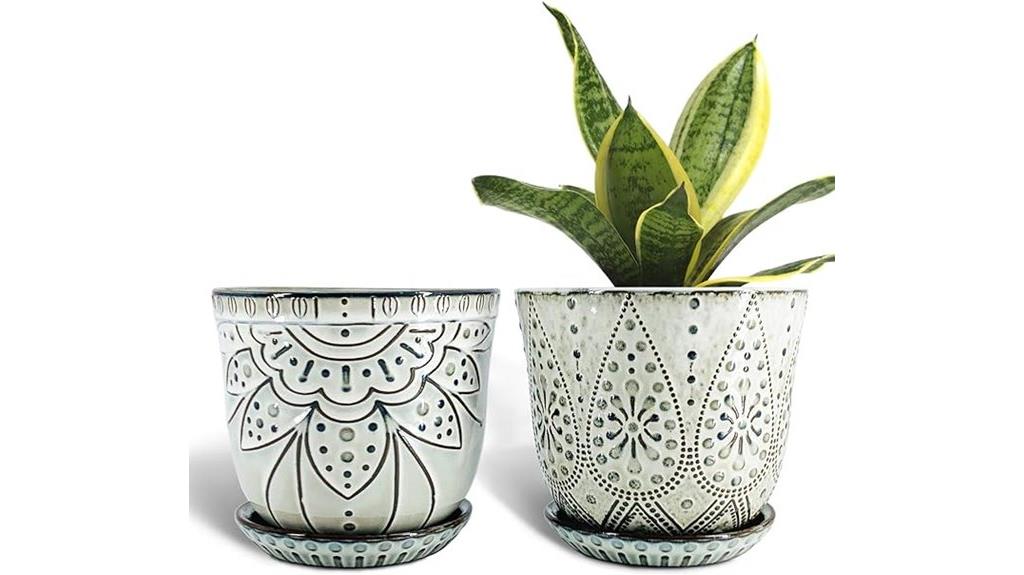 ceramic beaded planters set