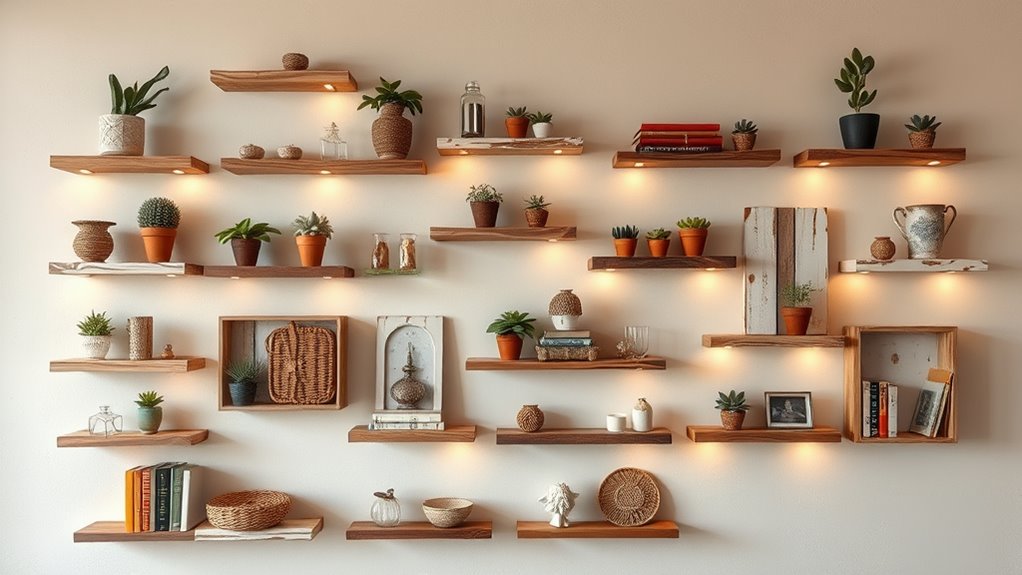 charming boho floating shelves