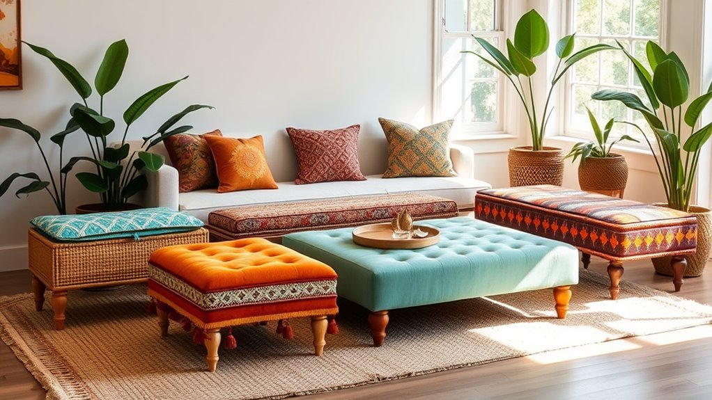 chic boho ottoman benches