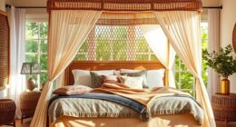 chic rattan bed canopy