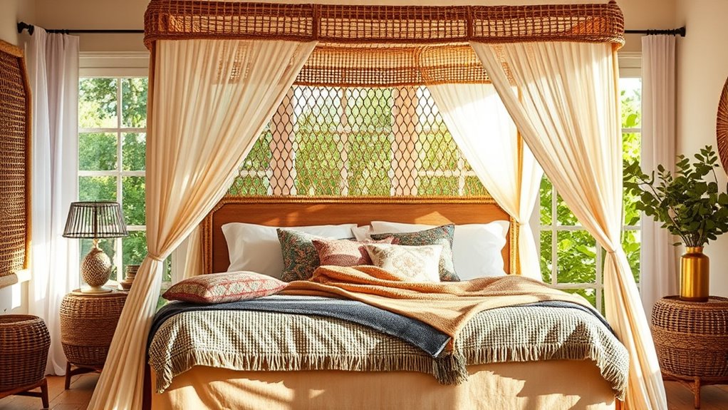 chic rattan bed canopy