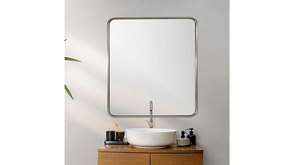 chrome rounded rectangle mirror