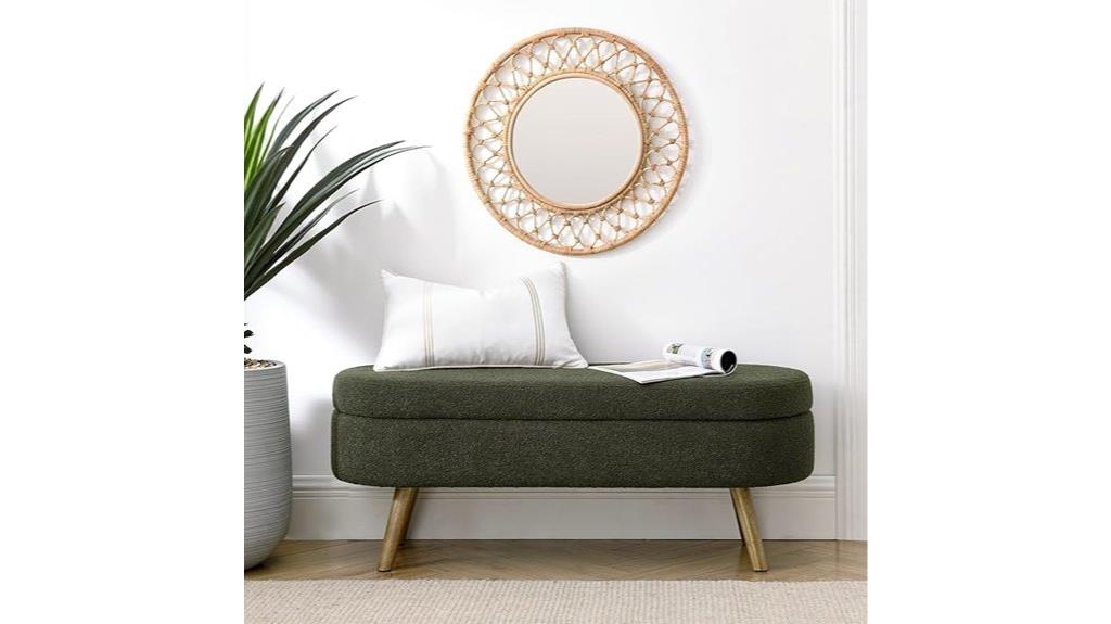 dark green linen ottoman