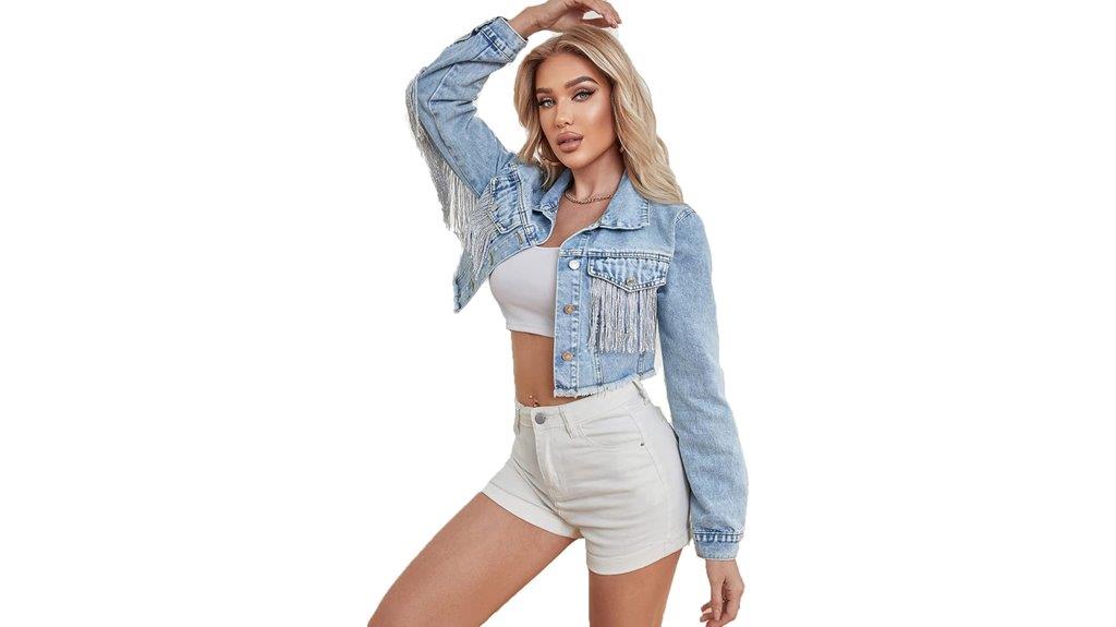 denim jacket with tassels