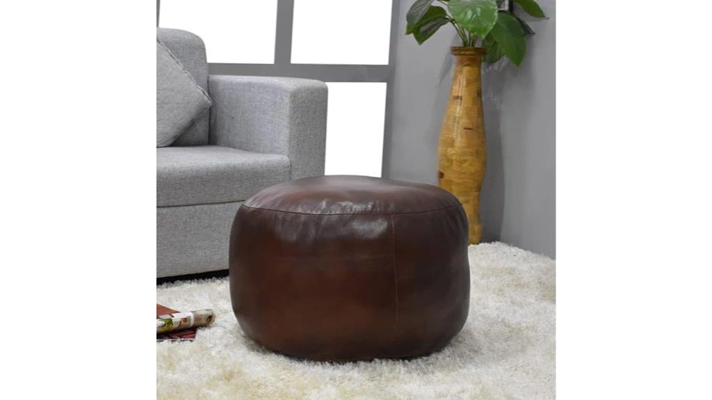eco friendly round leather pouf
