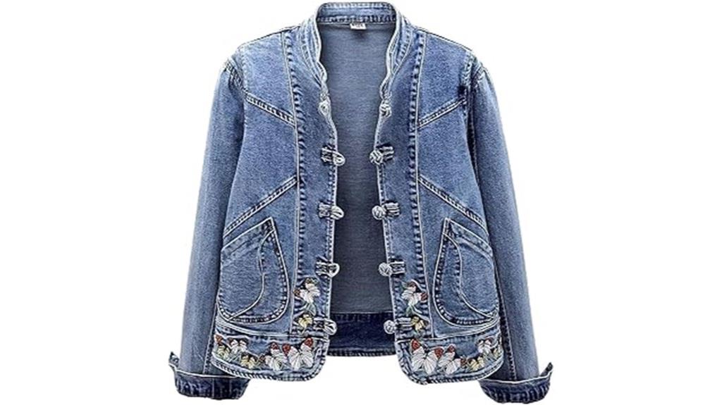 embroidered butterfly denim jacket