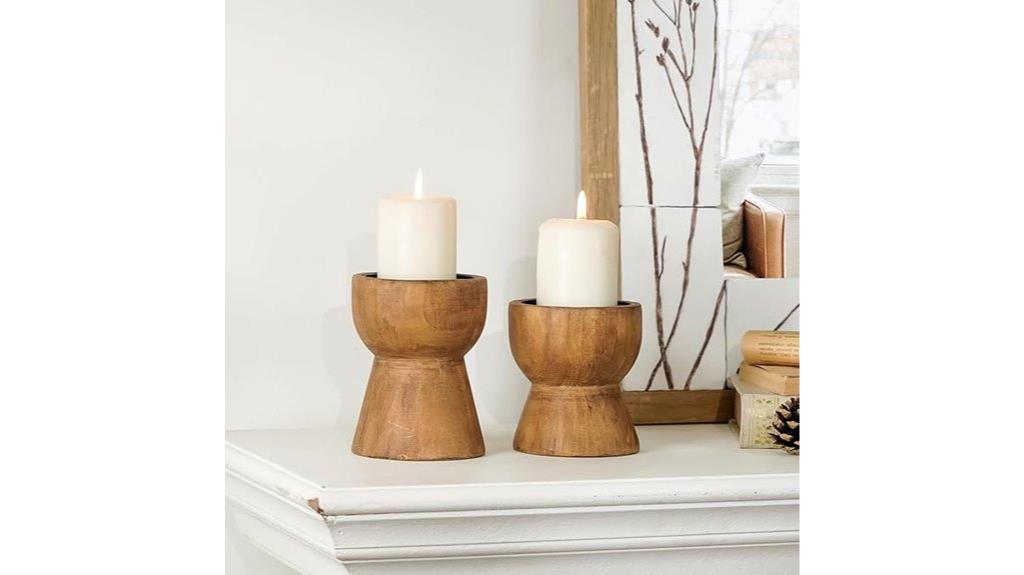 farmhouse wooden candle holders