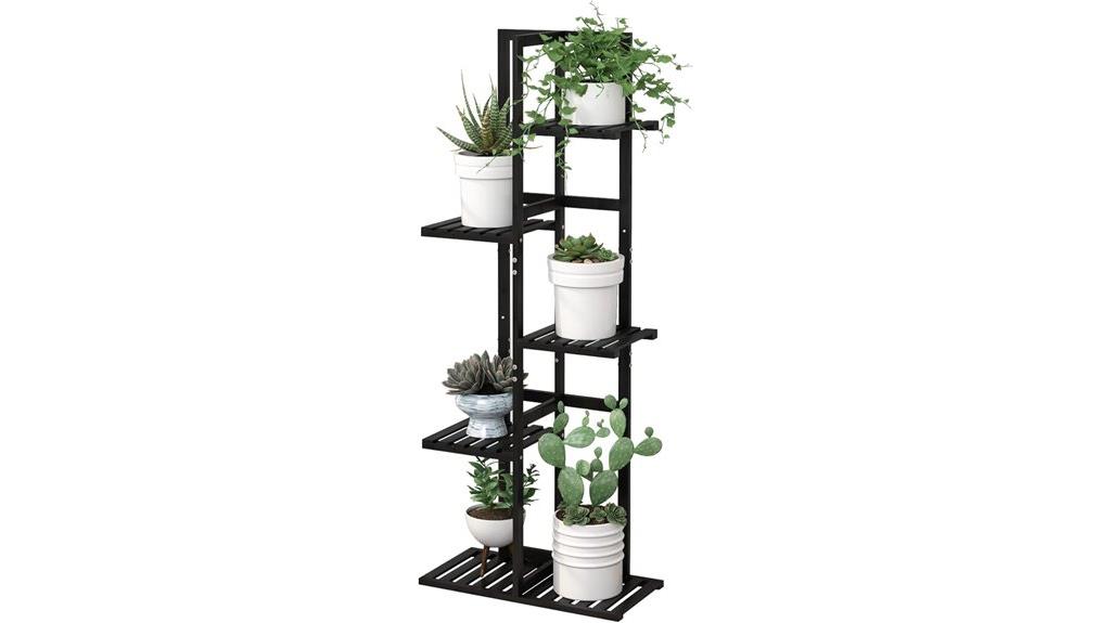 five tier bamboo plant stand