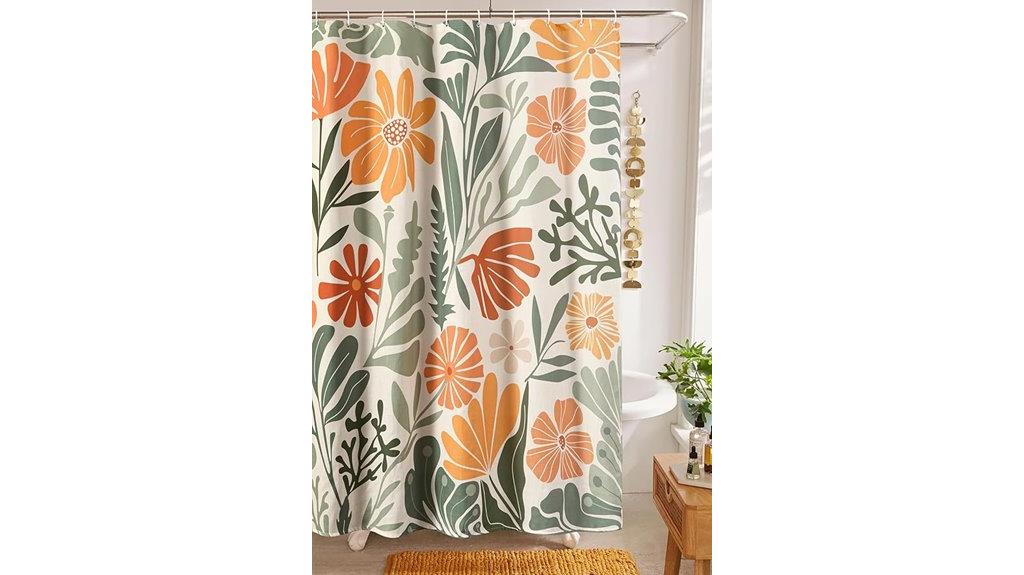 floral faux linen curtain