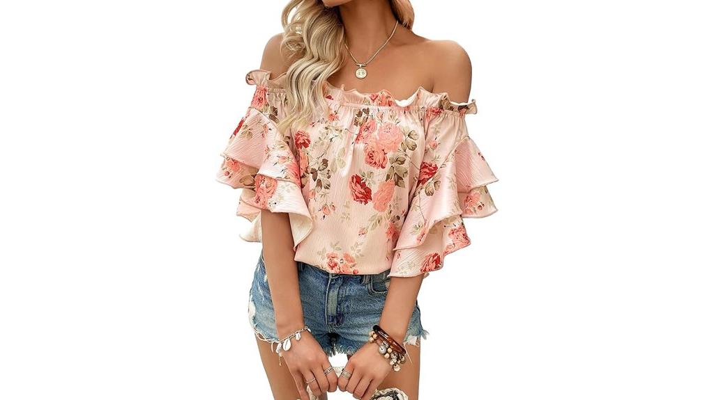 floral off shoulder ruffle
