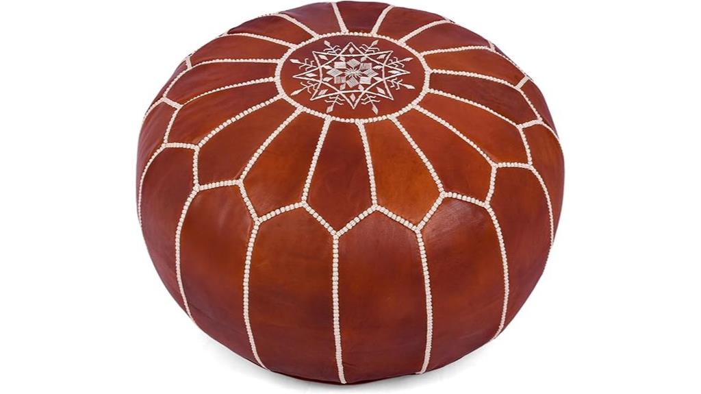 genuine leather pouf cover