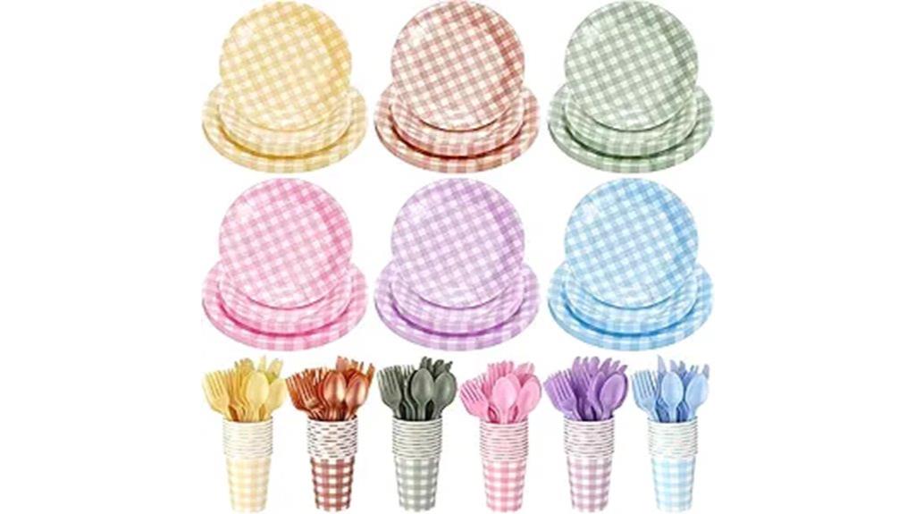gingham party supplies for sixty