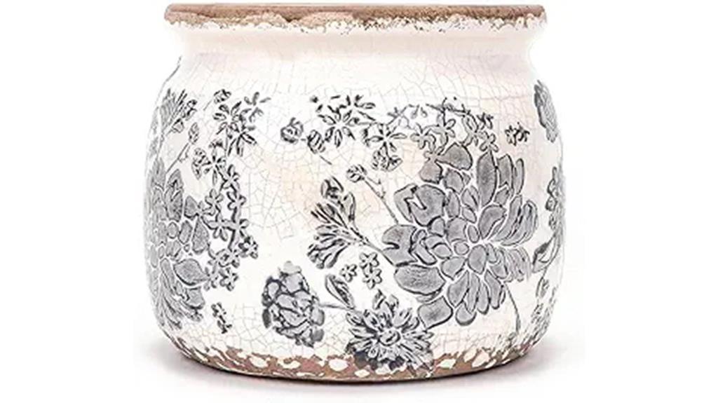 grey ceramic flower pot