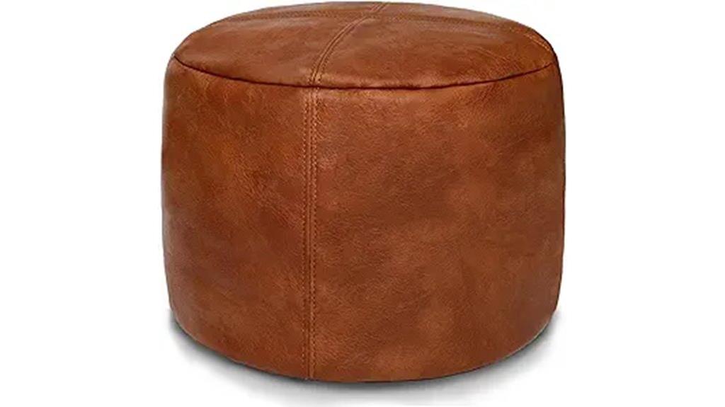 handmade faux leather pouf