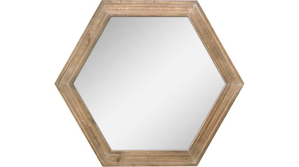 hexagon wood frame mirror