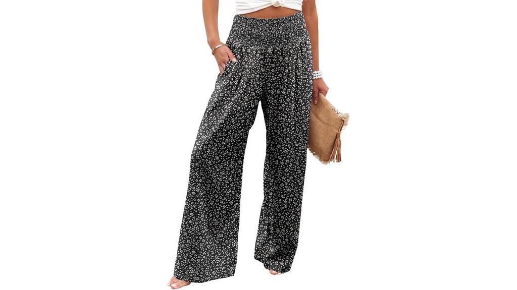 high waist elastic palazzo pants