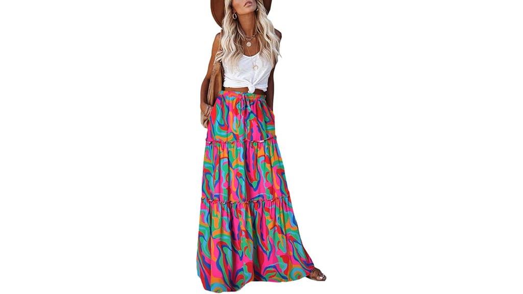 high waist paisley maxi skirt