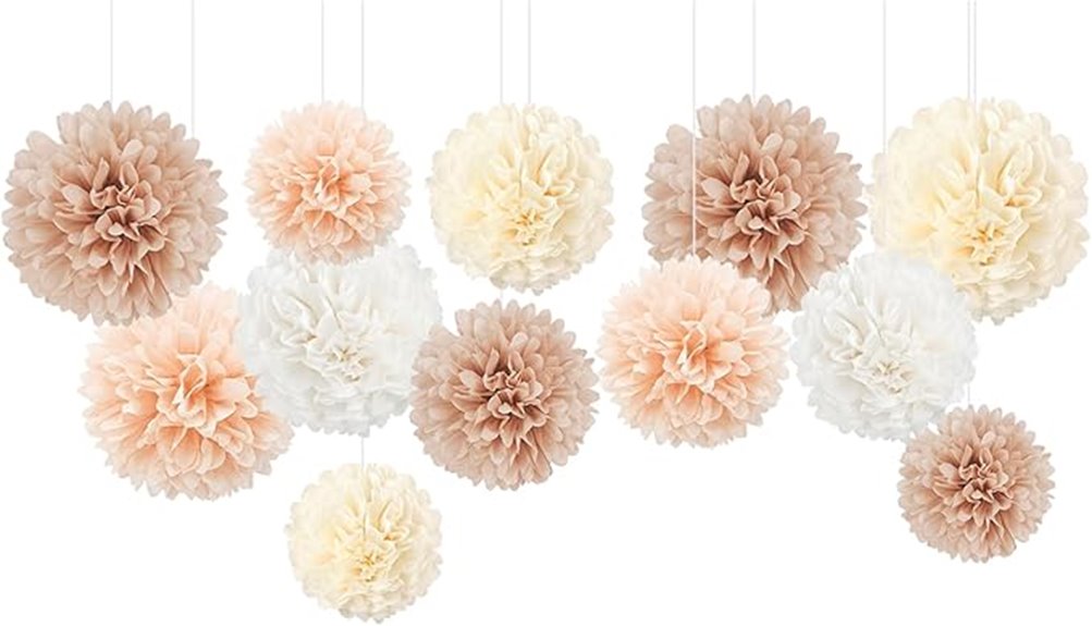 ivory champagne tissue pom poms