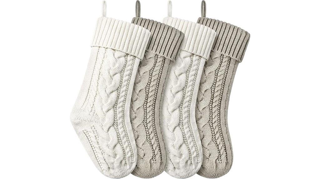 knitted ivory khaki stockings