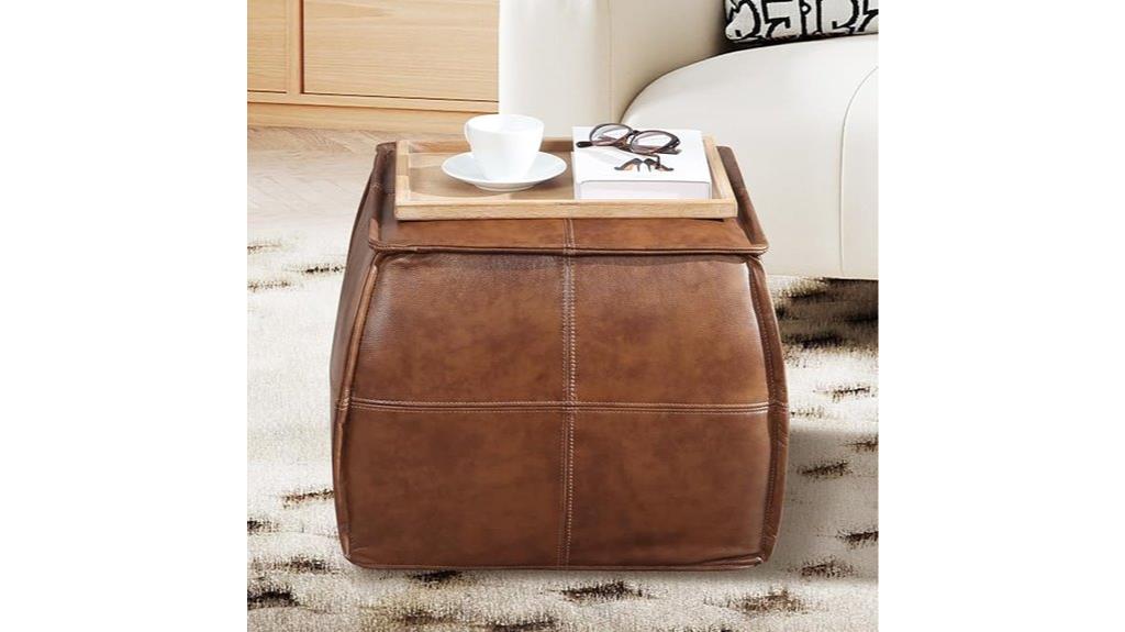 leather square footstool