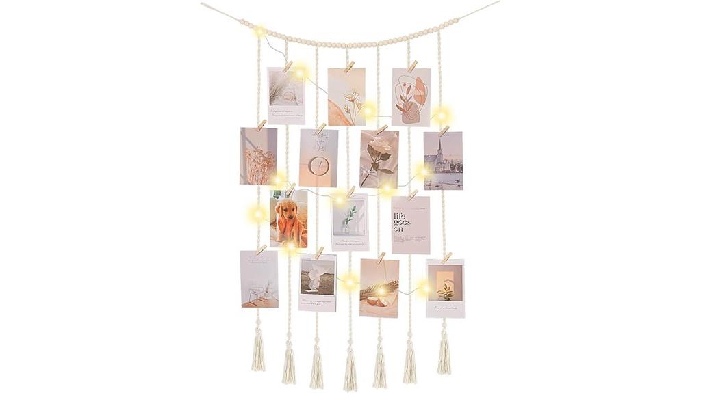 macrame photo display lights