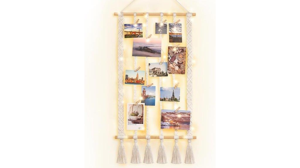 macrame photo display wall