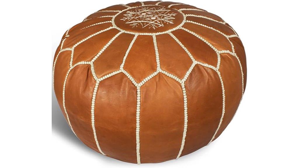 moroccan brown leather ottoman