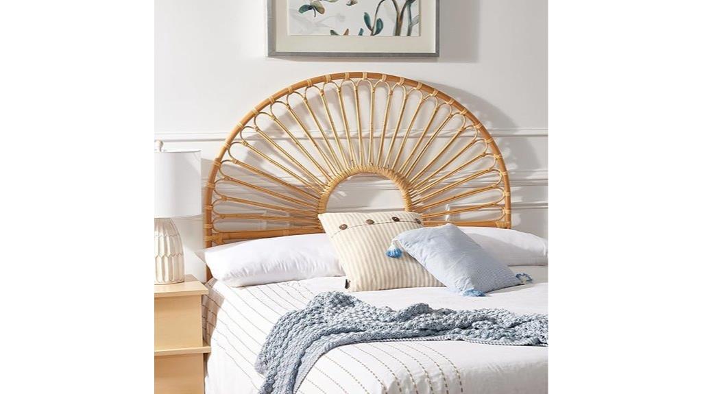 natural rattan arched headboard