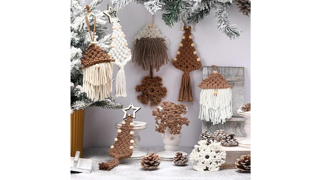 nine boho tree decorations
