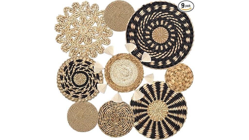 nine wicker wall baskets