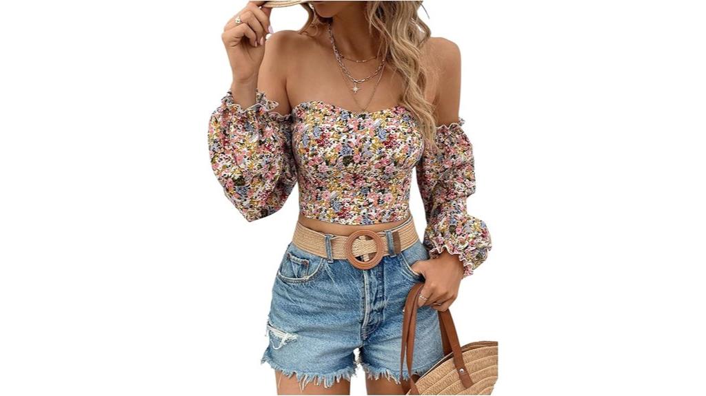 off shoulder lantern sleeve top