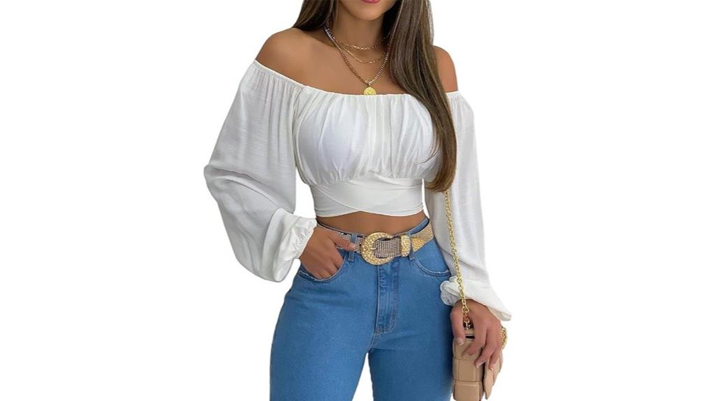 off the shoulder ruched crop