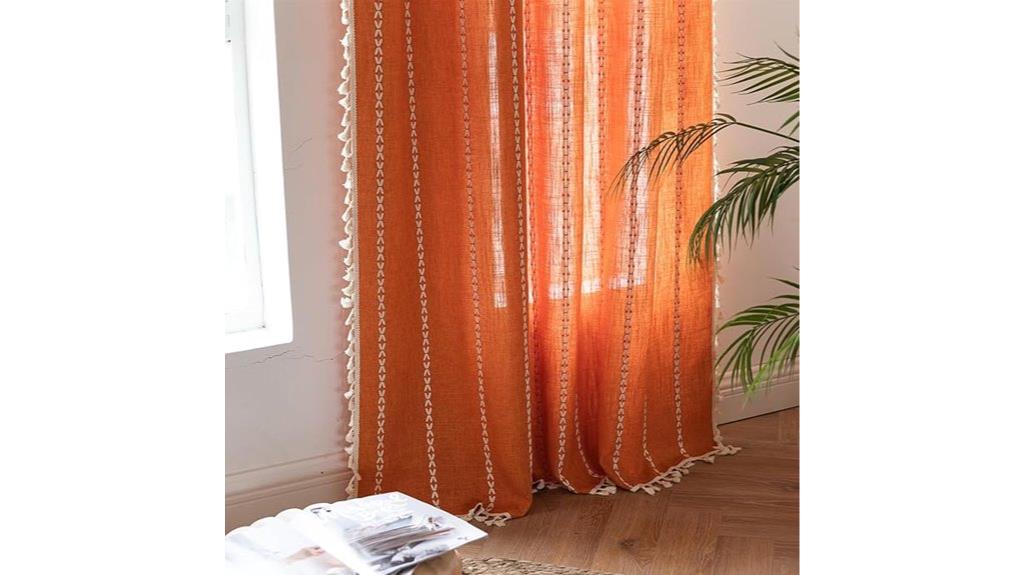 orange boho curtain panel