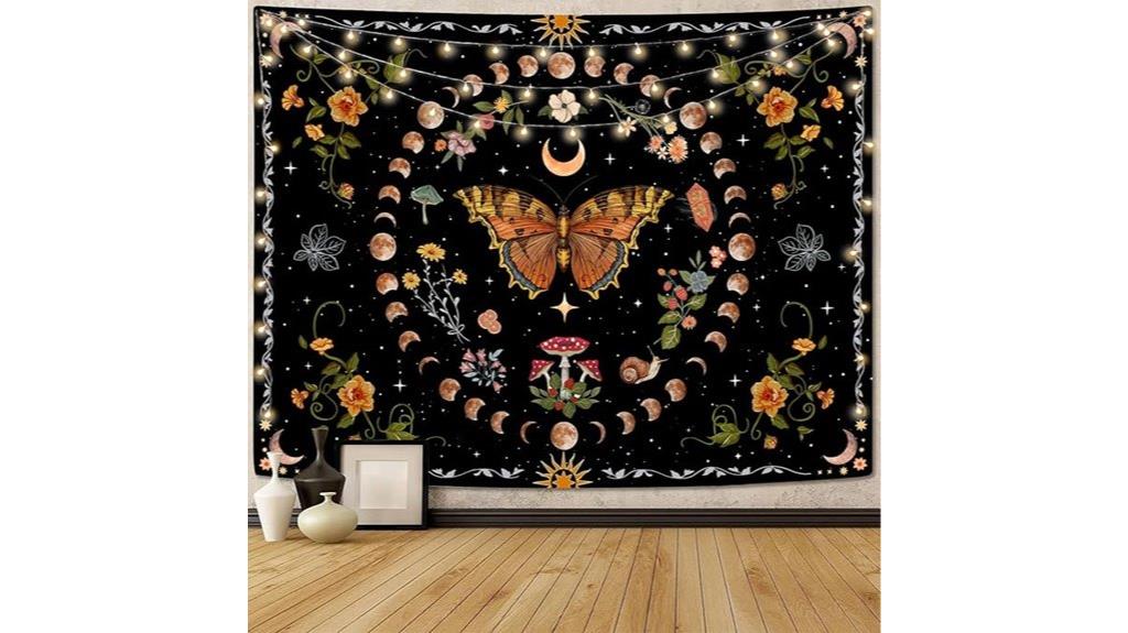 orange butterfly moon tapestry