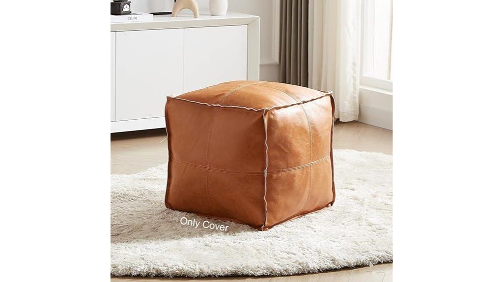 orange faux leather ottoman