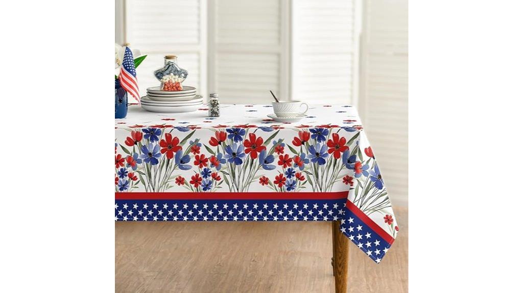 patriotic watercolor poppy tablecloth