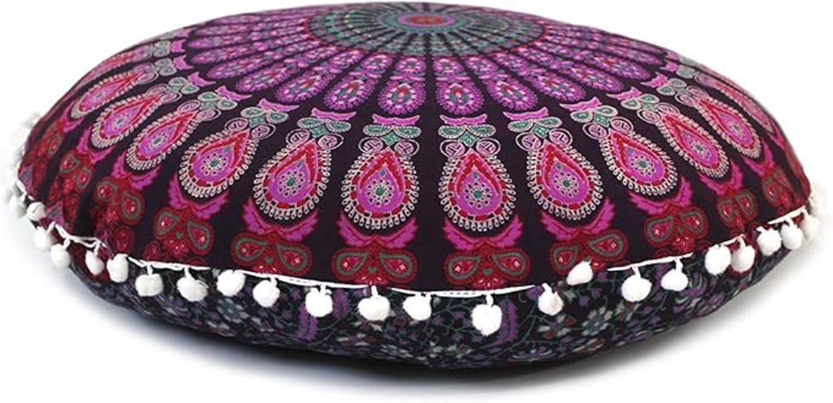 pink and white boho pillow