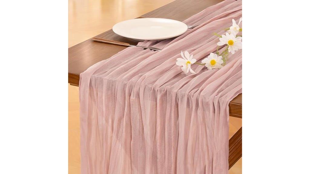 pink cheesecloth wedding runner