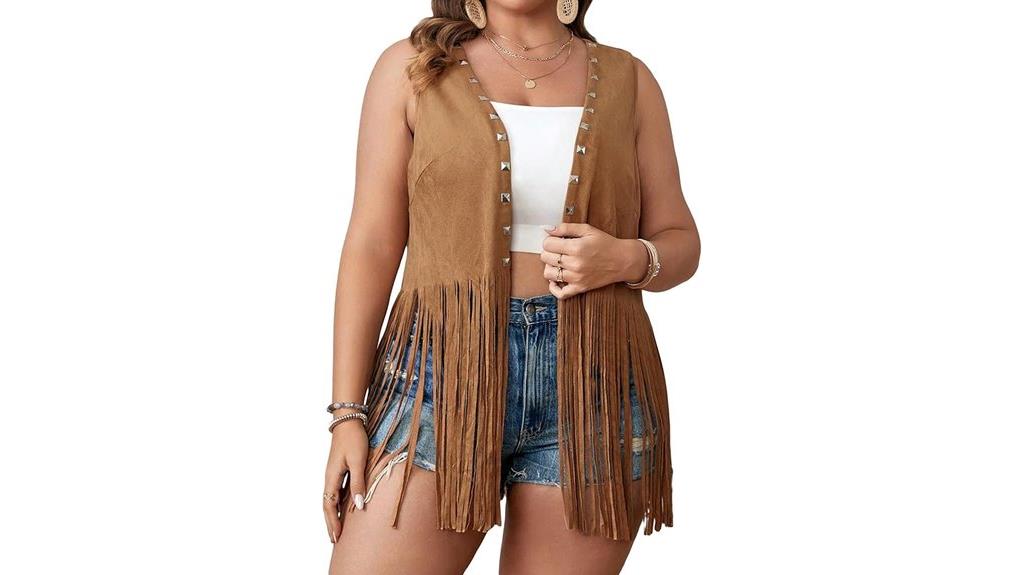 plus size suede boho vest