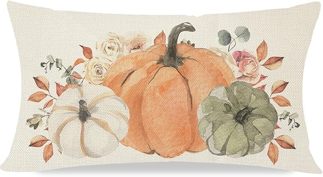 pumpkin themed fall pillow