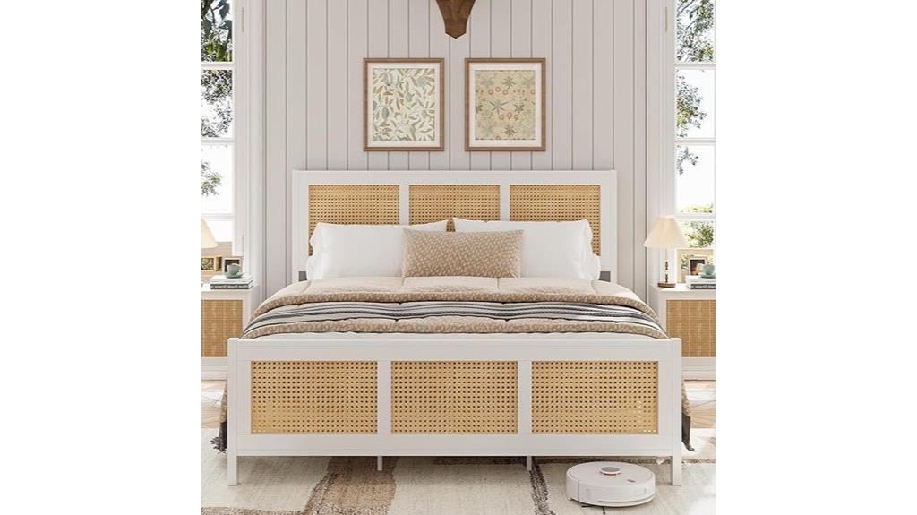 queen rattan bed frame