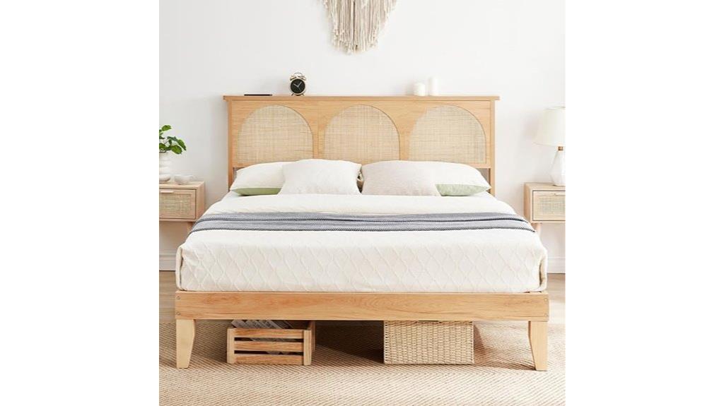 queen rattan bed frame