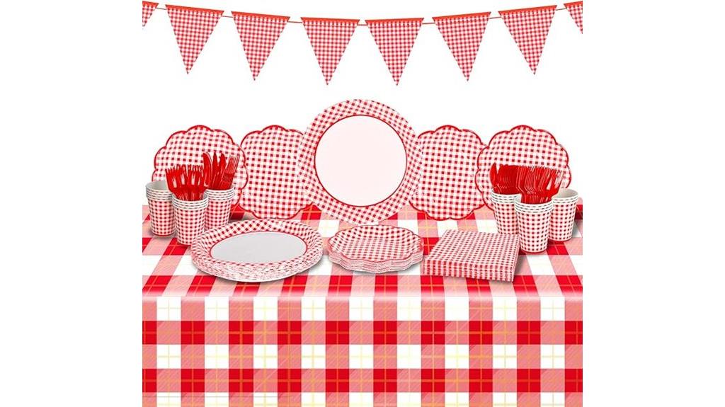 red gingham party supplies