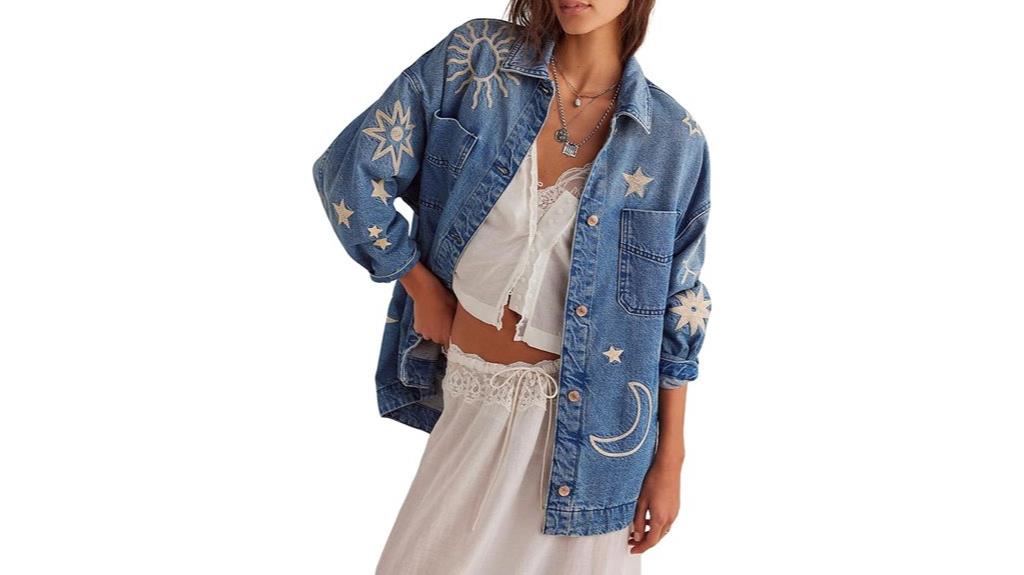 retro embroidered denim jacket