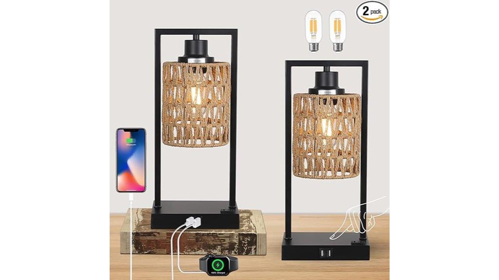 rustic rattan table lamps