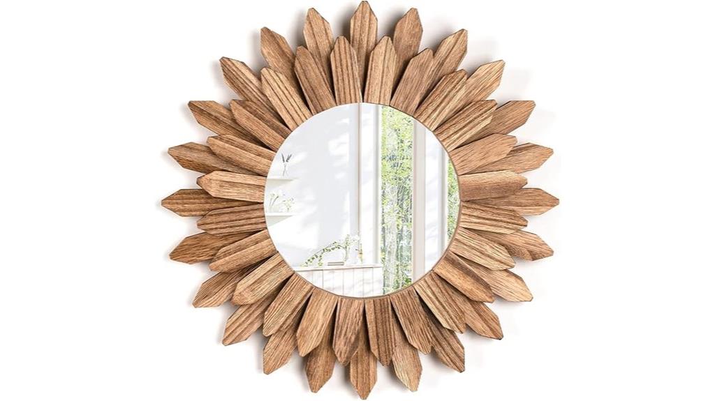 rustic sunburst wall mirror