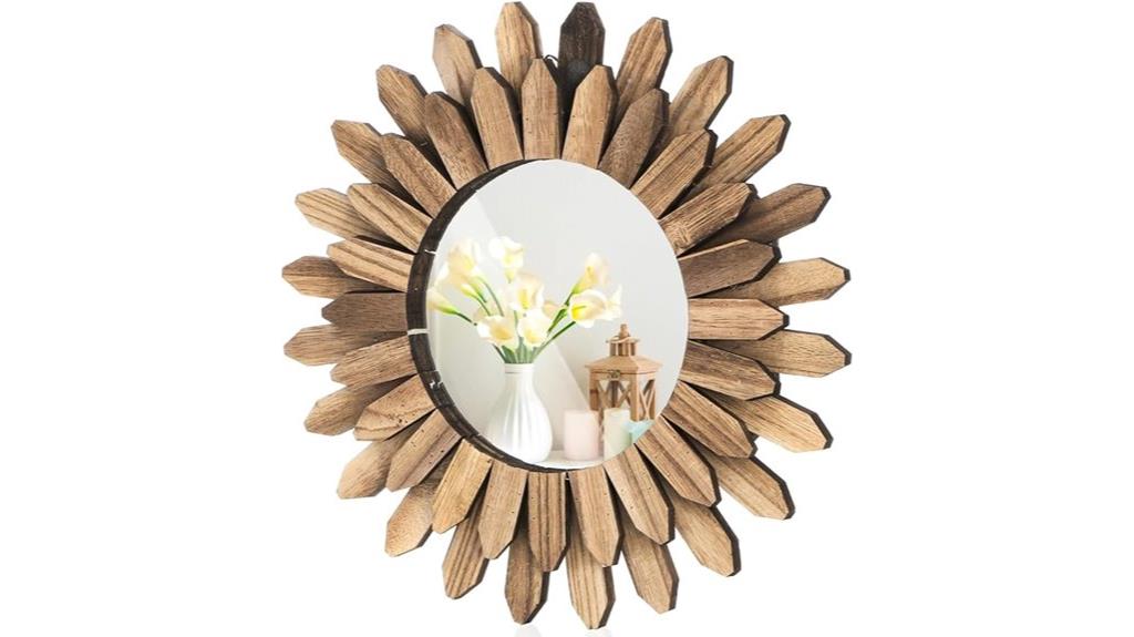 rustic sunburst wall mirror