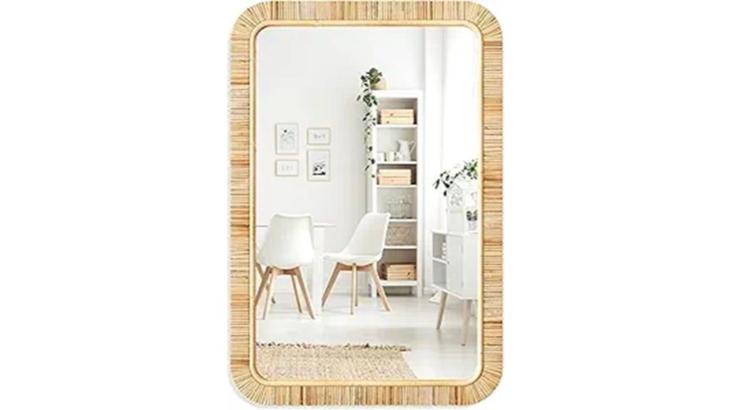 rustic wicker bathroom mirror
